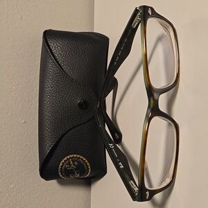Ray-Ban Brown Eyeglasses And Black Leather Case